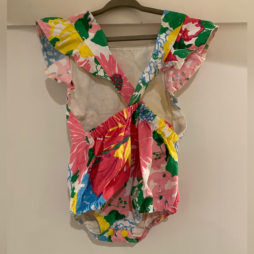 Magnolia Lake childrens clothes Pink Lilly colorful romper - Picture 6 of 6